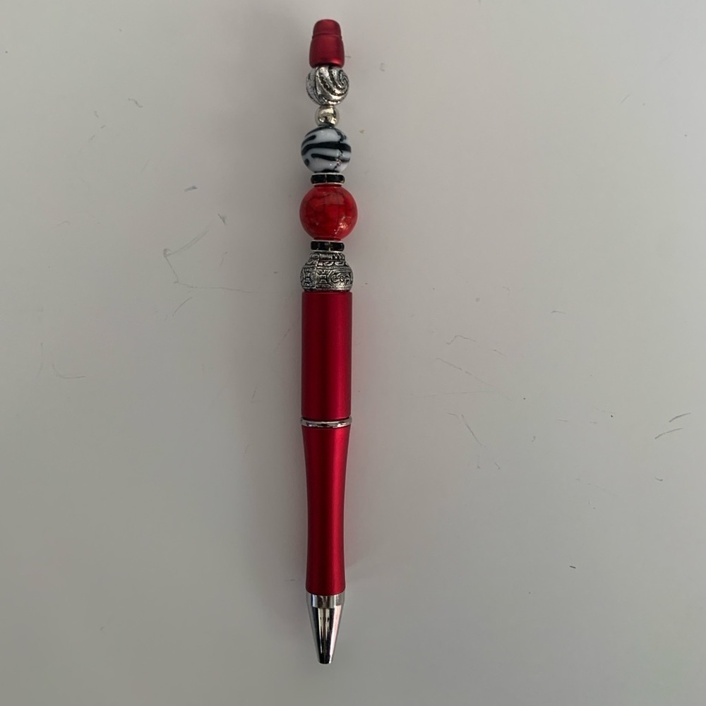 Hand crafted Beaded Pen, black ink with extra refillable ink.